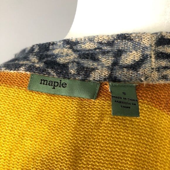 anthropologie Maple Linen Stripes Floral Cardigan - Picture 5 of 9